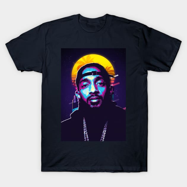 retro 80s nipsey hussle T-Shirt by bahullah_art